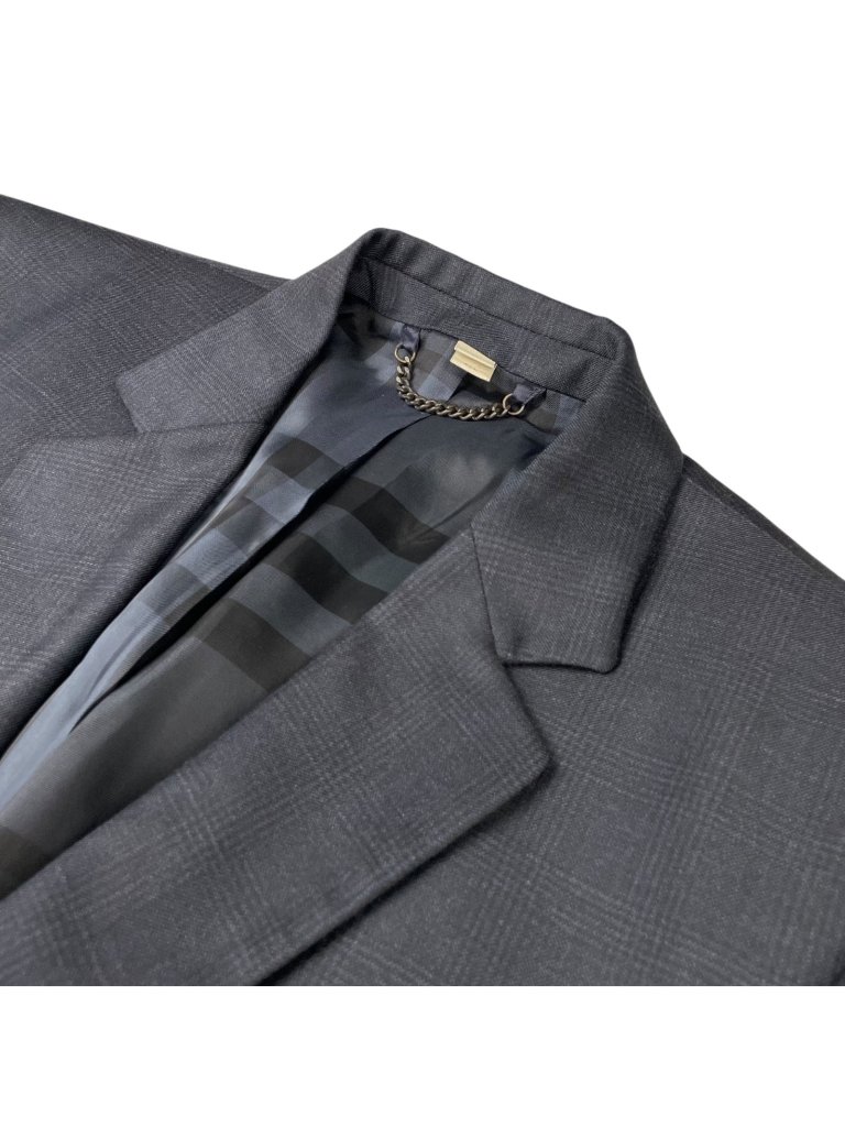Burberry Men's 100% Wool Novacheck Lining Blazer Navy Plaid 42l Us | 52l Eu